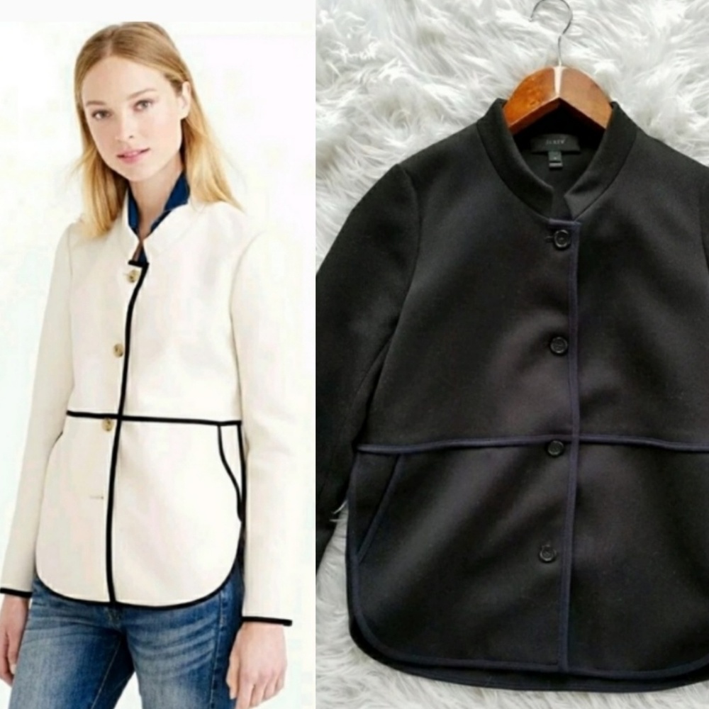 J Crew Tipped Twill Black/Navy Jacket Blazer